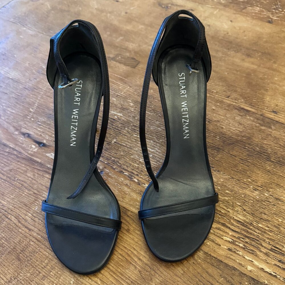 Stuart Weitzman Black Leather Sandals